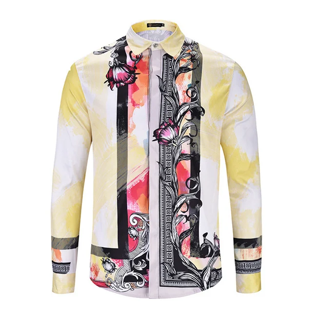 picture color 03 Мужская гавайская рубашка Camisa Hombre Готическая Camisa Masculina Homme Роскошная нарядная Рубашка мужская повседневная приталенная смокинг рубашки для мужчин - Цвет: picture color 03