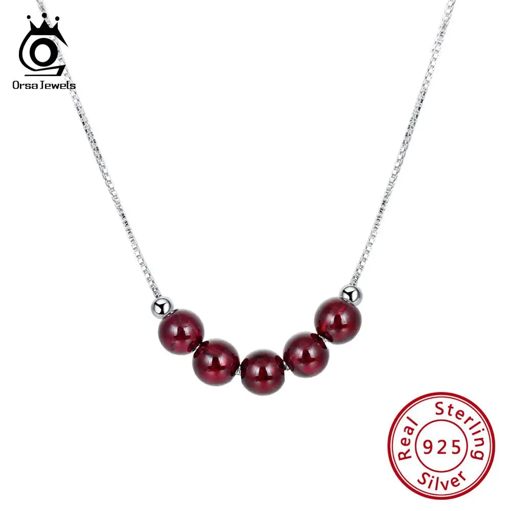 ORSA JEWELS, изысканное 925 пробы Серебряное ожерелье с подвеской в виде граната, женские вечерние и романтические ювелирные изделия, SN155-R