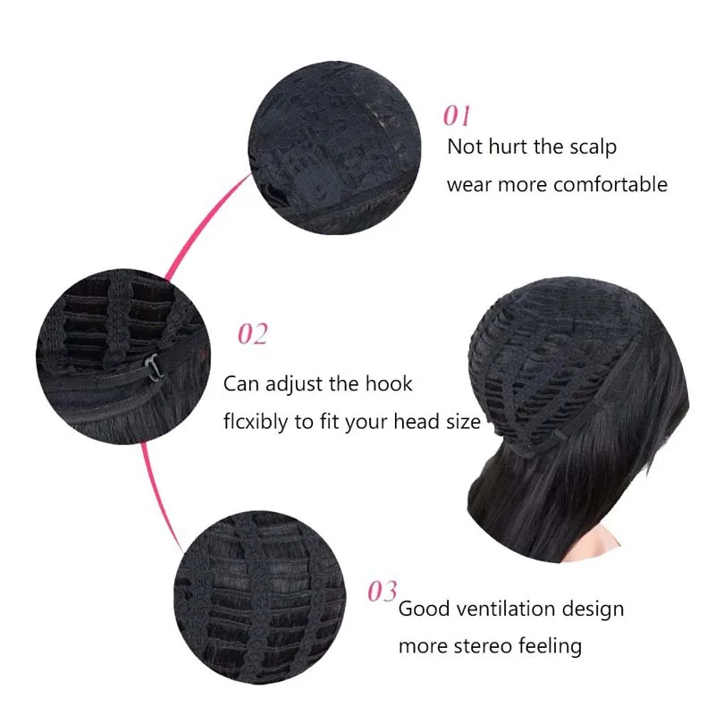 

LISI HAIR Long Straight Black Wig Synthetic Wigs for Women Natural Middle Part Lace Wig Heat Resistant Fiber Natural Looking Wig