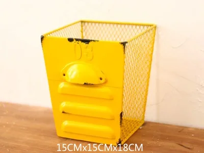Yellow NooLim Ретро Цвет Прямоугольник железная сетка стол офисная корзина для хранения многофункциональное железо ремесло Домашний кофе магазин украшения - Цвет: Yellow