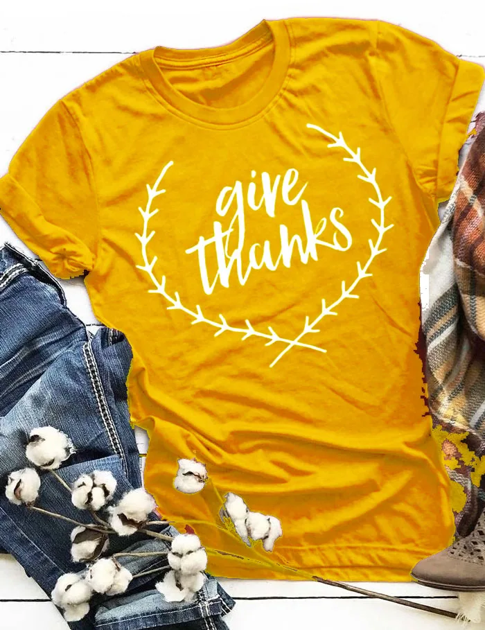 Благодарим футболка женская мода Графический в повседневном стиле хлопок