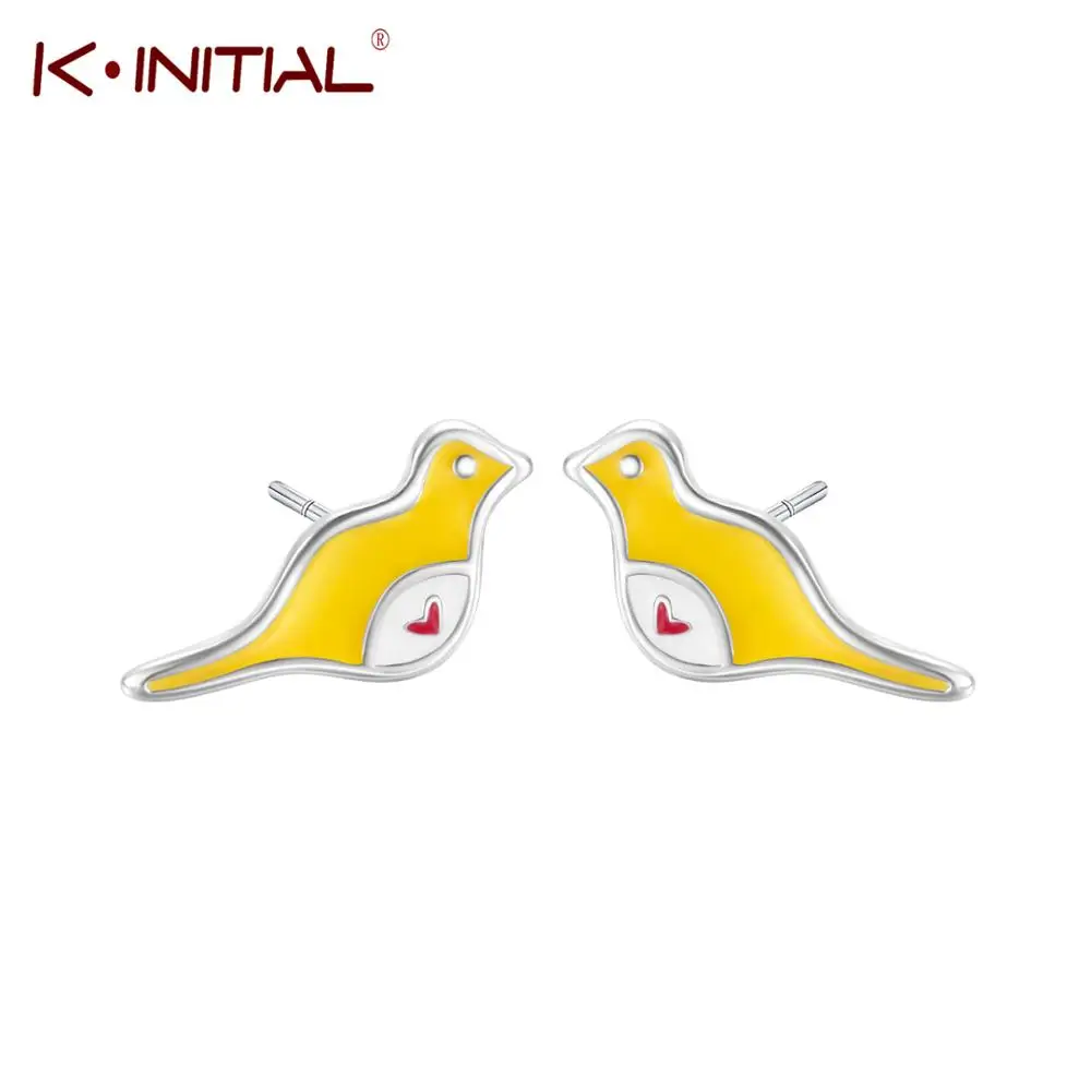 Kinitial эмалированная сережки гвоздики ухо аксессуары милые желтый животных Птица