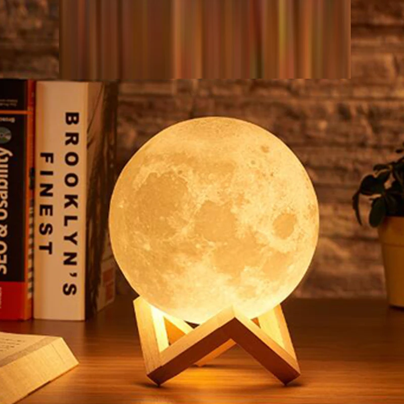 Светодиодный ночсветильник с аккумулятором 3d лампа в виде Луны сенсорным