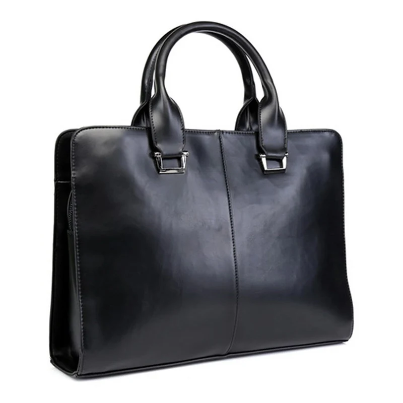 

2021 Men's Travel bags Vintage Briefcase Business Messenger bag Crazy PU Leather Shoulder bags Handbag Male Laptop Tote Black