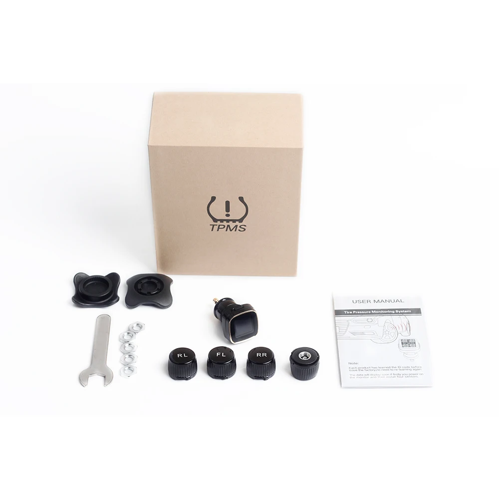 Авто TPMS шин Давление мониторинга Системы 4 Датчики Авто-прикуриватели ЖК-дисплей
