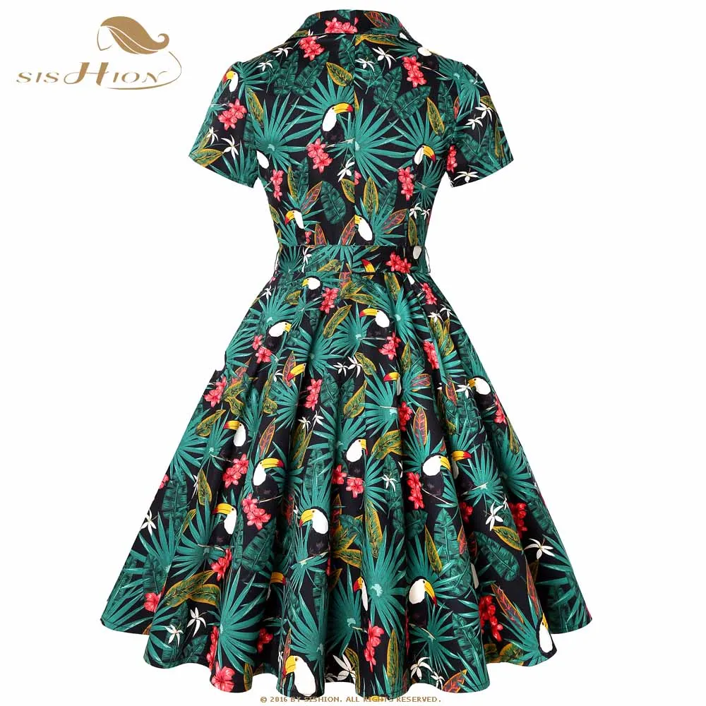 SISHION Тукан пальмовый цветок винтажное цветочное кружевное платье с длинными