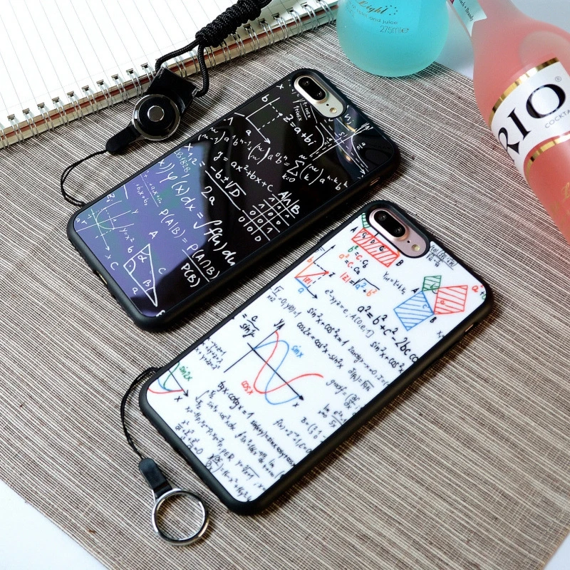 360 Full Protect Shell For iphone 7 8 Math Figure Fundas Fashion Soft Silicone TPU Acrylic Mirror Phone Case Equation Graph Capa |