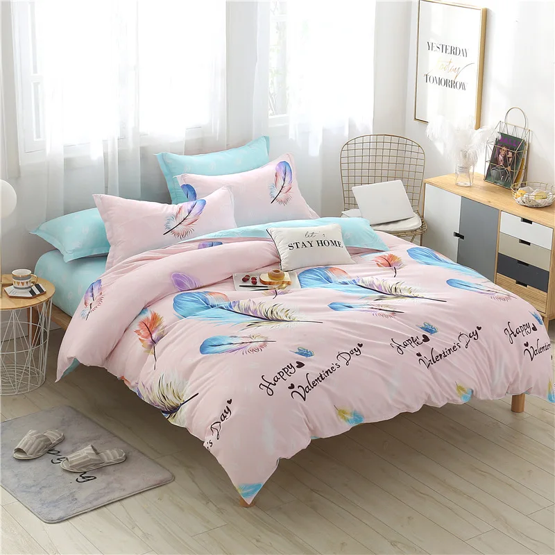 3/4 pcs Bedding Set Tropic Leaves Pattern Quilt Comforter Duvet Cover Adult Child Soft Cotton Bed Linens Single Queen King Size | Дом и сад