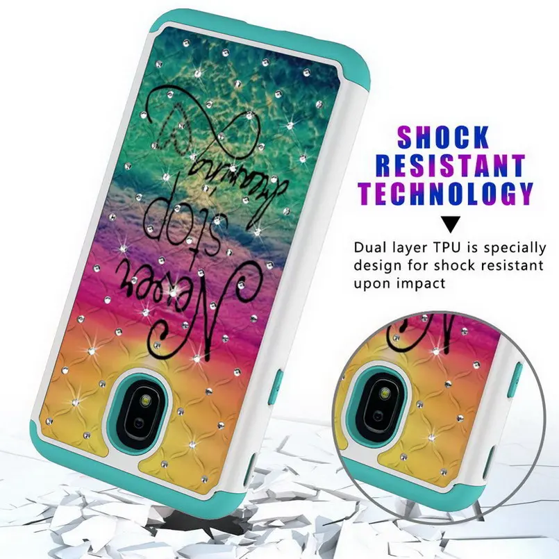 Case for Samsung Galaxy J7 2018 US Version Painted PC and TPU Bling Glitter Diamond Cover Funda | Мобильные телефоны и