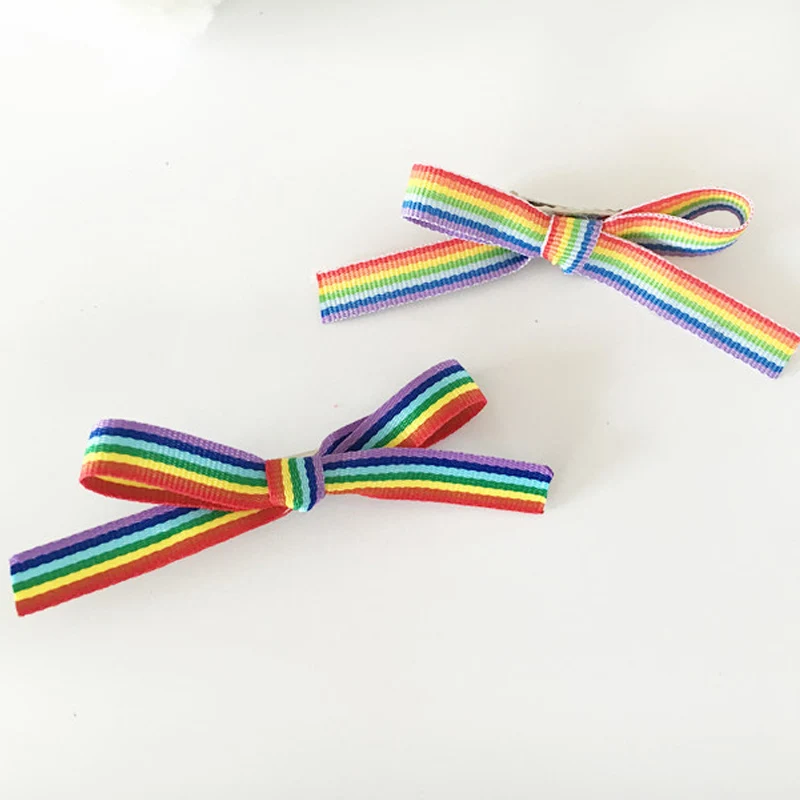 Милые заколки с изображением ЛГБТ-радуги бантом и лентой для волос девочек
