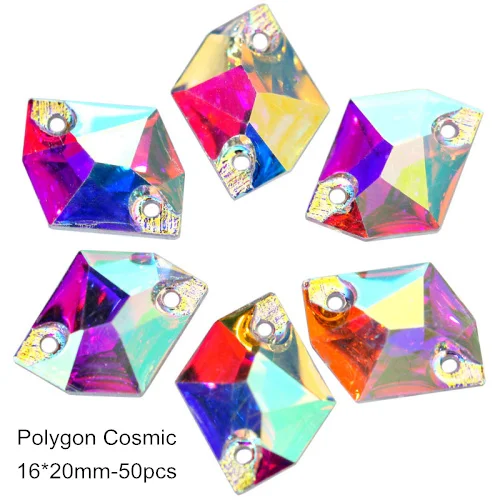 Polygon Cosmic Смола всех форм кристалл AB смолы Круглые пришивные стразы с плоским основанием пришивные стразы для одежды B3688 - Цвет: Polygon Cosmic