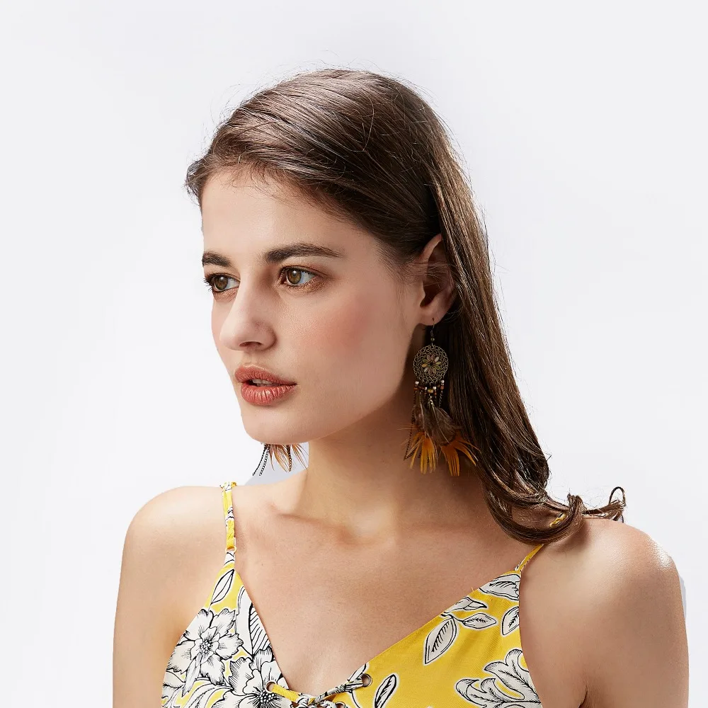 Rinhoo Bohemian Ethnic Long Statement Colorful Tassel Drop Earrings Boho Beads Fringe Earrings Women Fashion Dangle Earring