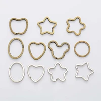 2 piece silver plated star heart oval flower split rings key rings connectors findings diy accessories jewelry making 31 36mm