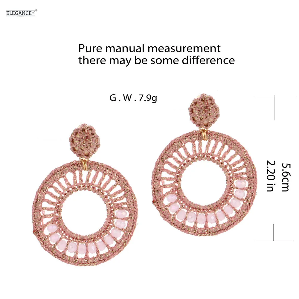 Элегантные круглые полые серьги для женщин вязаные крючком висячие в стиле бохо