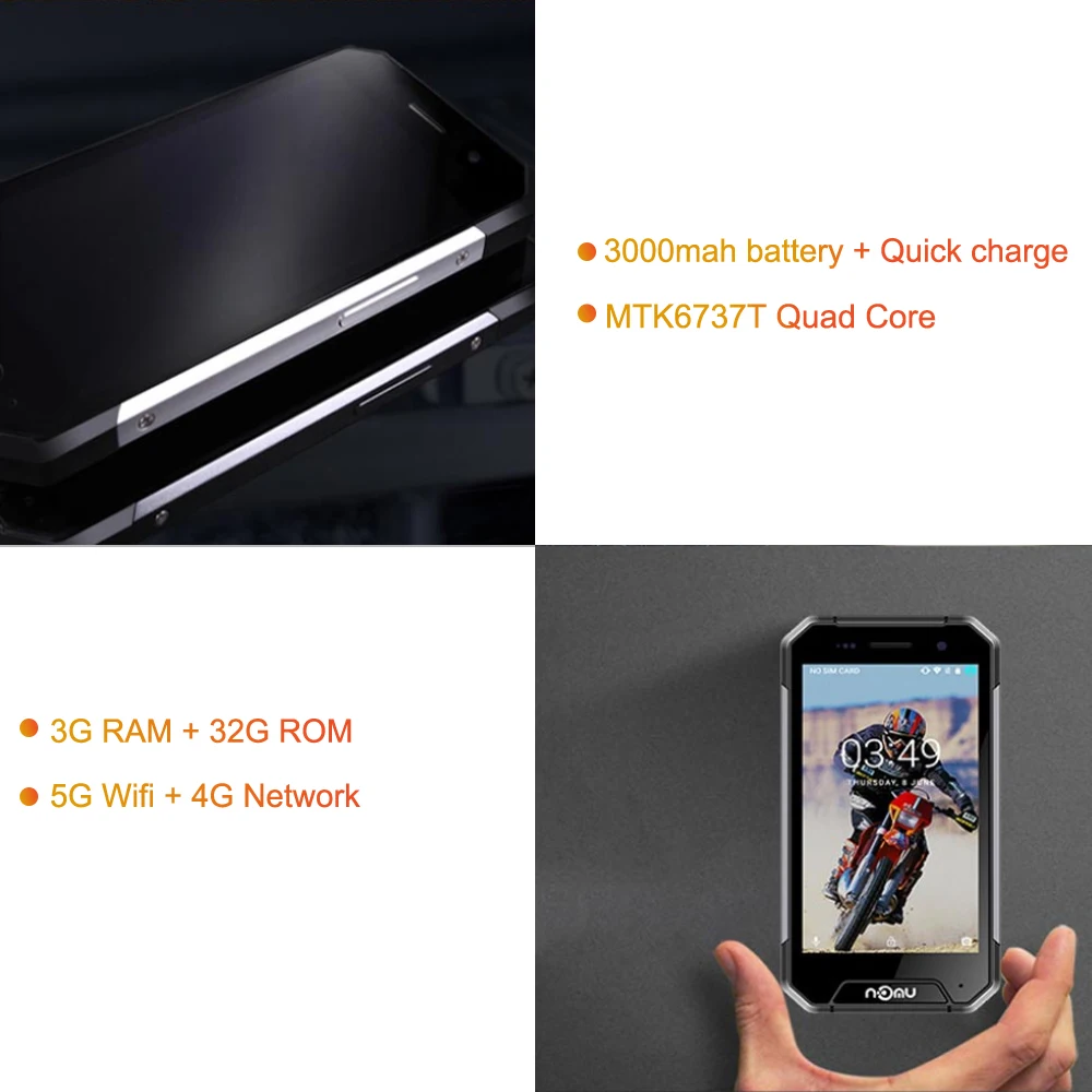 NOMU S30 мини IP68 водонепроницаемый прочный мобильный телефон MTK6737T четырехъядерный