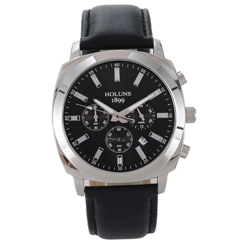 YS03 only watch Мужские кварцевые часы HOLUNS, модная топовая фирма, наручные часы, черный большой циферблат, кожа, мужские часы, топовая фирма, роскошные мужские часы - Цвет: YS03 only watch