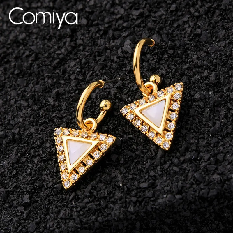 Comiya эффектные Висячие серьги для женщин золотого цвета камедь кристалл