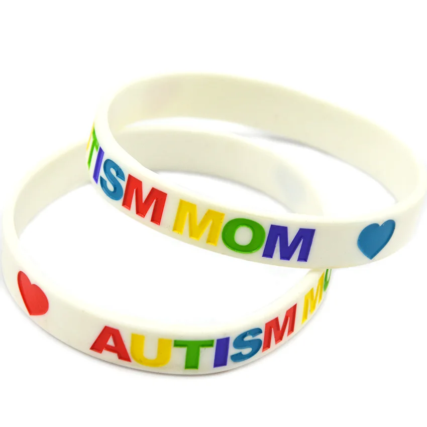 OBH 50PCS Love Autism DAD and MOM Silicone Bracelet White Black | Украшения и аксессуары