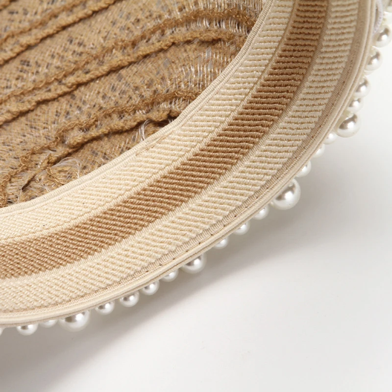 Женская пляжная шляпа с жемчужным козырьком лето 2019|Женские пляжные шляпы| |