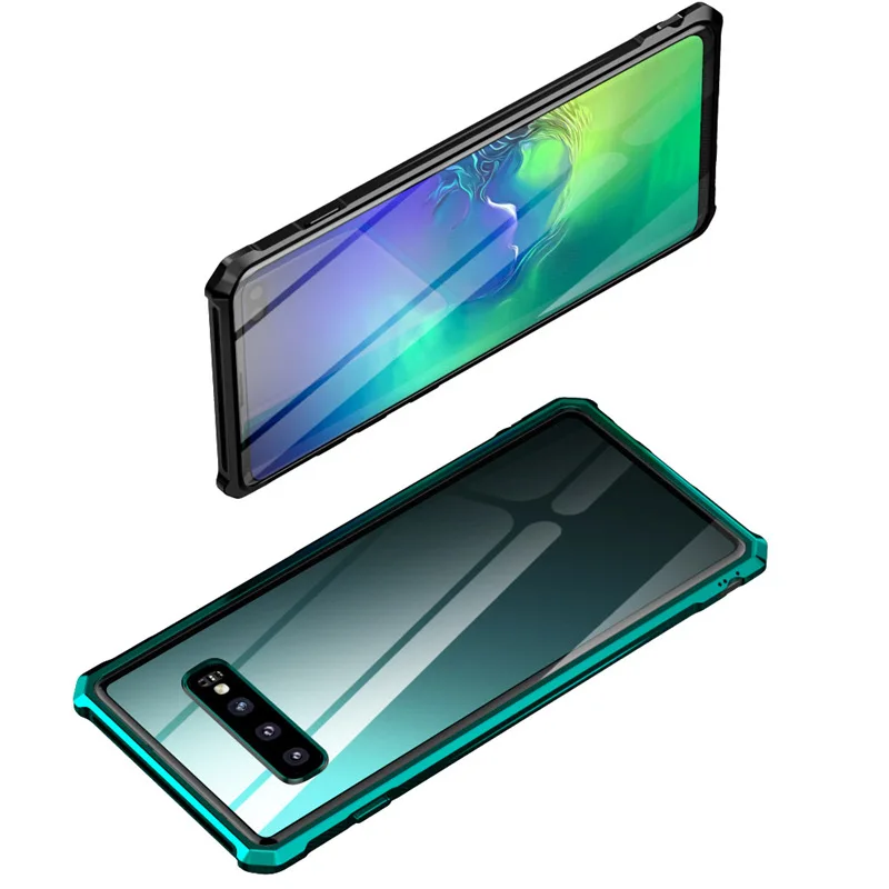 Роскошный металлический бампер защитный чехол для Samsung Galaxy S10 Plus стеклянная