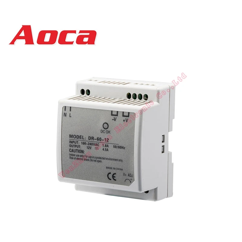 DR-60 DIN-Rail Power Supply 12V 4.5Amp 60W AC 85~264v Input Voltage Smps Output 12v 24v 2.5A Power Supply