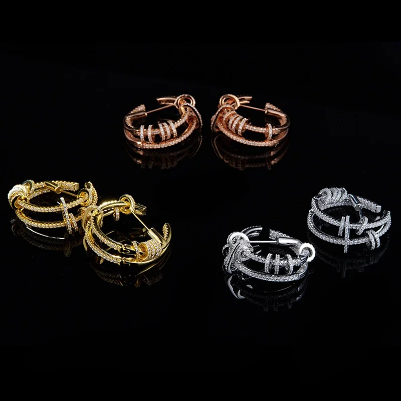 Женские двухслойные серьги гвоздики YP модные круглые из серебра 925 пробы