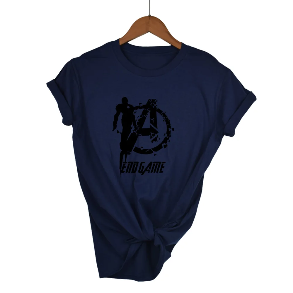Navy blue 1 Marvel Мстители конец игры MARVEL футболка женская летняя футболка Железный человек крутые топы футболки Homme футболка - Цвет: Navy blue 1