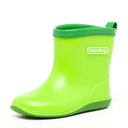 Light Green DRIPDROP Резиновые сапоги из ПВХ для Детей Водонепроницаемые сапоги до середины икры различных цветов с эмблемой сбоку - Цвет: Light Green