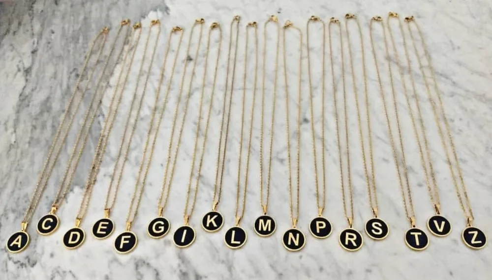 LUXUKISSKIDS нержавеющая сталь круглый первоначальное ожерелье Золото Цвет 26 A Z Письмо