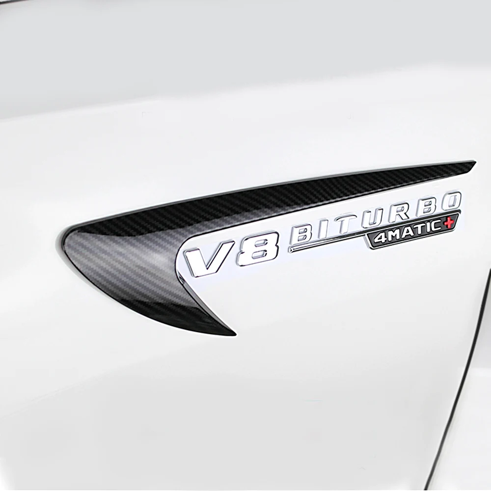 2 шт. Fender ветряные лопасти воздуха Стикеры V8 BITURBO значок логотип для Mercedes Benz AMG W201 W202 W203 W204 W205 W207 W209 W210 W211 W212