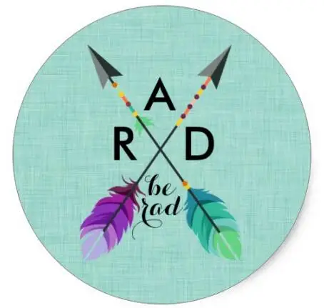 1.5inch Be Rad Tribal Bohemian Hipster Colorful Feathers Classic Round Sticker | Канцтовары для офиса и дома
