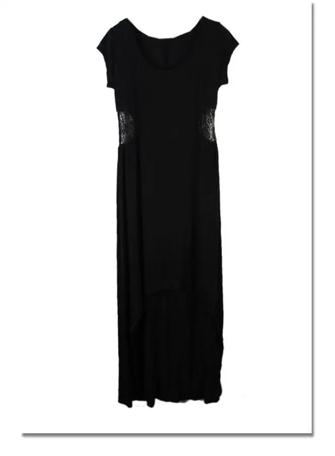 2013 New Ladies' black sexy waist lace hollow out Trumpet Tight Dresses Vintage cutout short front long back Party Evening dress | Женская