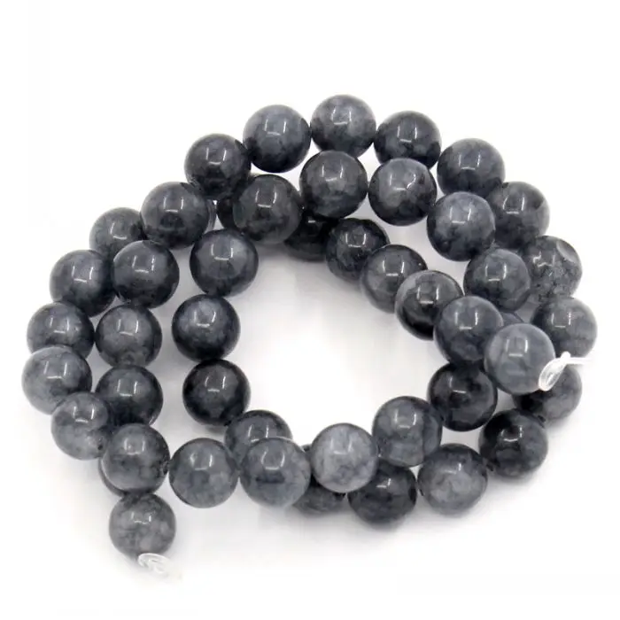 

DoreenBeads Retail Created gem stone Loose Beads Round Dark Grey 8mm Dia,37cm long,1 Strand(approx 47PCs)