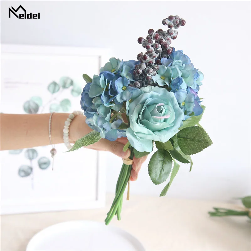 Букет невесты из розовой гортензии искусственные шелковые цветы для украшения