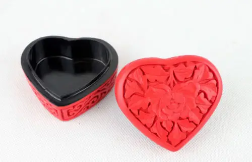 Изысканный Китайский Винтаж ручной работы Резные Лаки Сердце ювелирные изделия