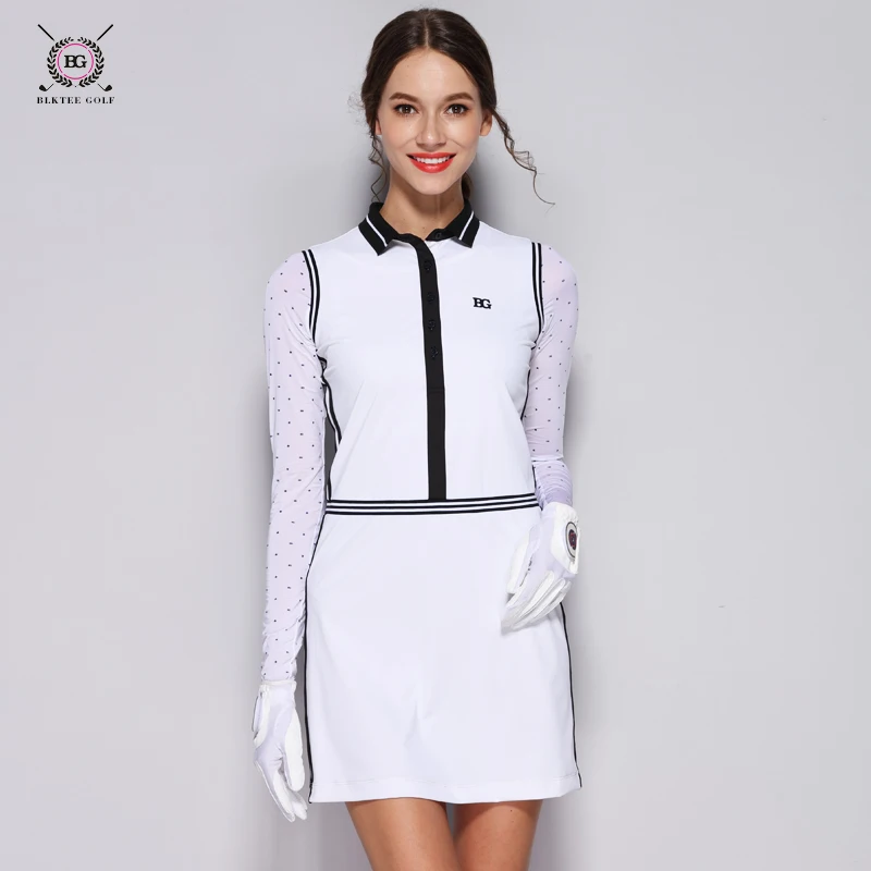 BLKTEE рубашки для гольфа женские с длинным рукавом Солнцезащитная сетка дышащая