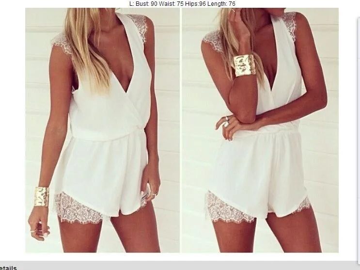 Новинка 2017 женский кружевной комбинезон с глубоким V-образным вырезом