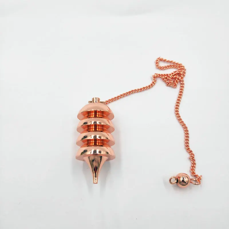 rose gold Медная Пирамида подвеска Рэйки амулет для чакр маятник натуральный камень амулет Исцеление медитация маятники для мужчин и женщин - Окраска металла: rose gold