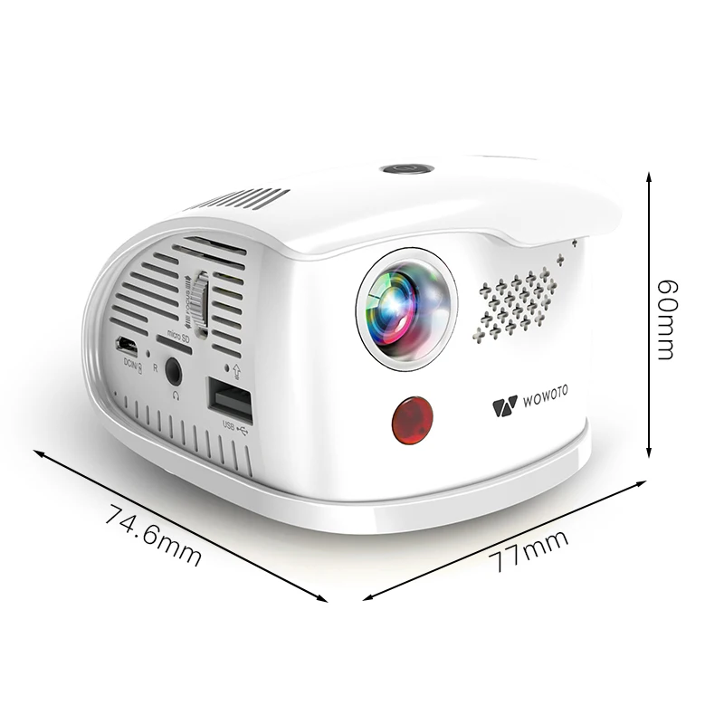 WOWOTO Мини проектор 854*480 разрешение Android Wi Fi Bluetooth LED Портативный HD домашний