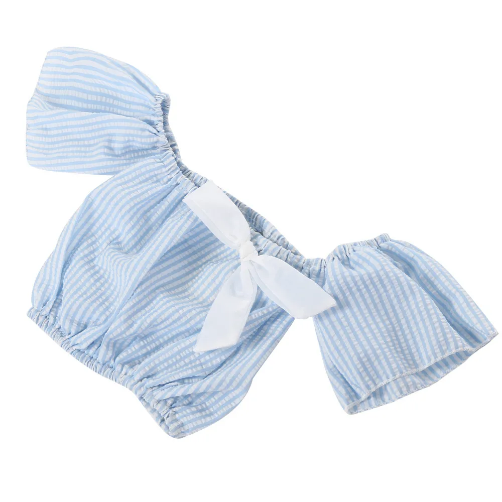 Комплект летней одежды из 2 предметов для маленьких девочек топы в полоску +