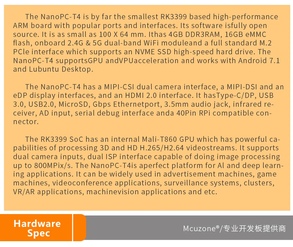 FriendlyARM NanoPC-T4 Rockchip RK3399 Cortex-A72 Cortex-A53 VR AI OpenCV TensorFlow MIPI двухдиапазонный Wi-Fi M.2PC 4 Гб Оперативная память 16 Гб EMMC