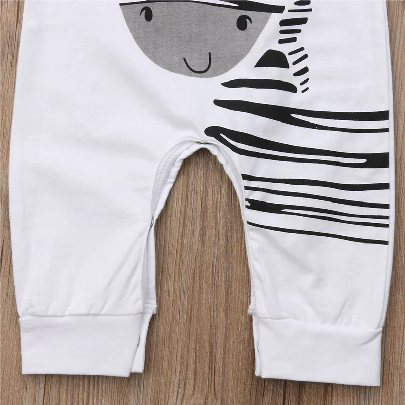 2Pcs Newborn Baby Boys Girls Zebra Print Romper Long Sleeve Autumn Jumpsuit Hats Boy Girl Cotton New Born Clothes | Детская одежда и