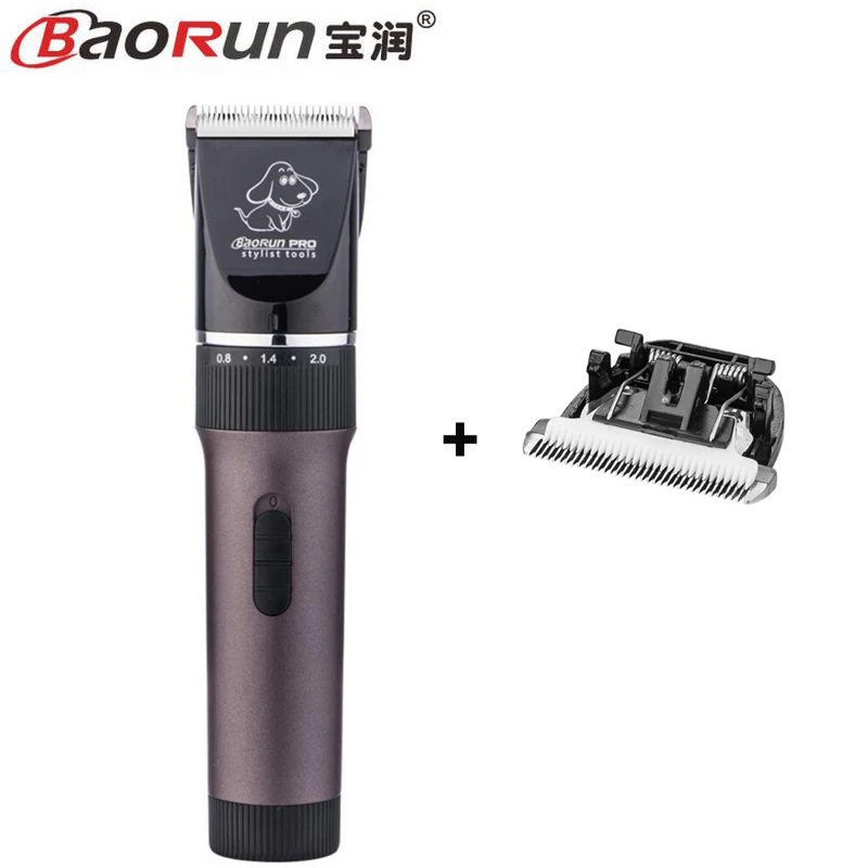 coffee add 1pc blade BAORUN профессиональная машинка для стрижки собак с низким уровнем шума машинки для стрижки кошек для собак Аккумуляторные ножницы для волос Машинка для стрижки - Габаритные размеры: coffee add 1pc blade