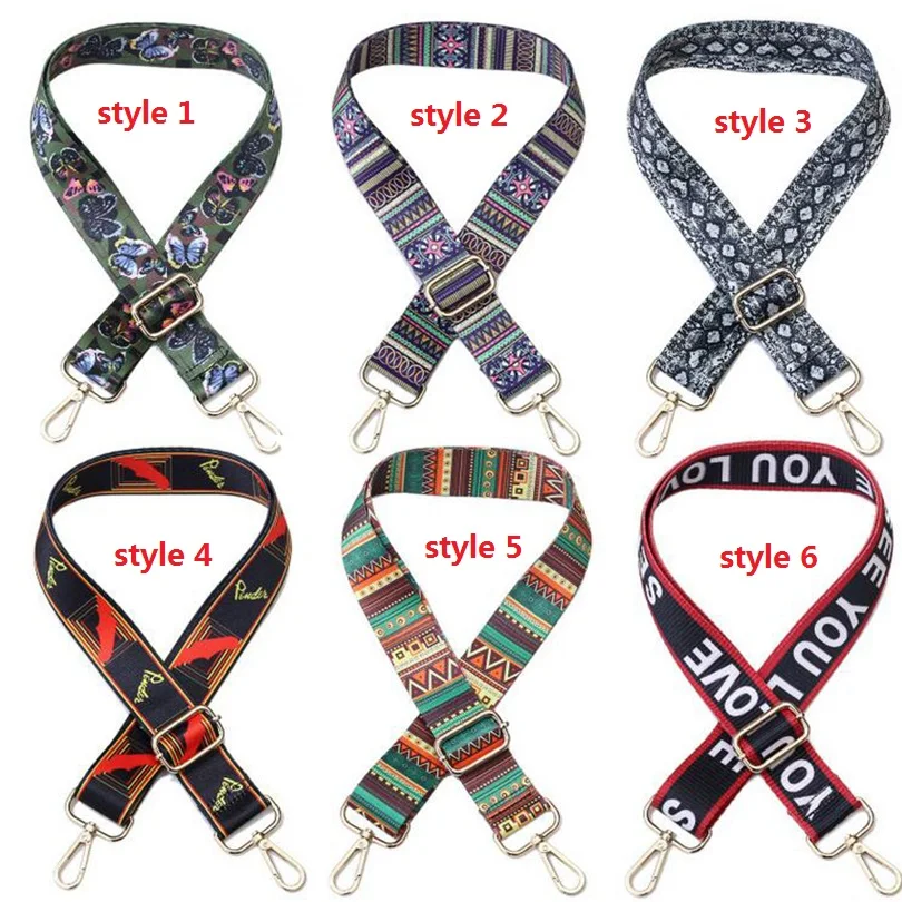 

New Fashion Women's Bag Accessories Chinese Style Panelled Bag Strap 80-140cm Adjustable Widened Lengthened Shoulder Strap ZK36