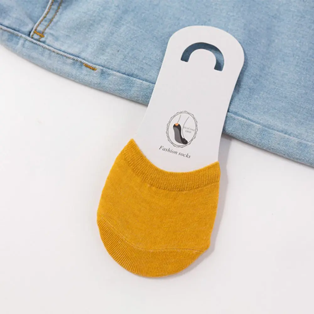 yellow Г. новые женские летние полуноски тонкие хлопковые спортивные носки нескользящие босоножки на высоком каблуке невидимые носки - Цвет: yellow
