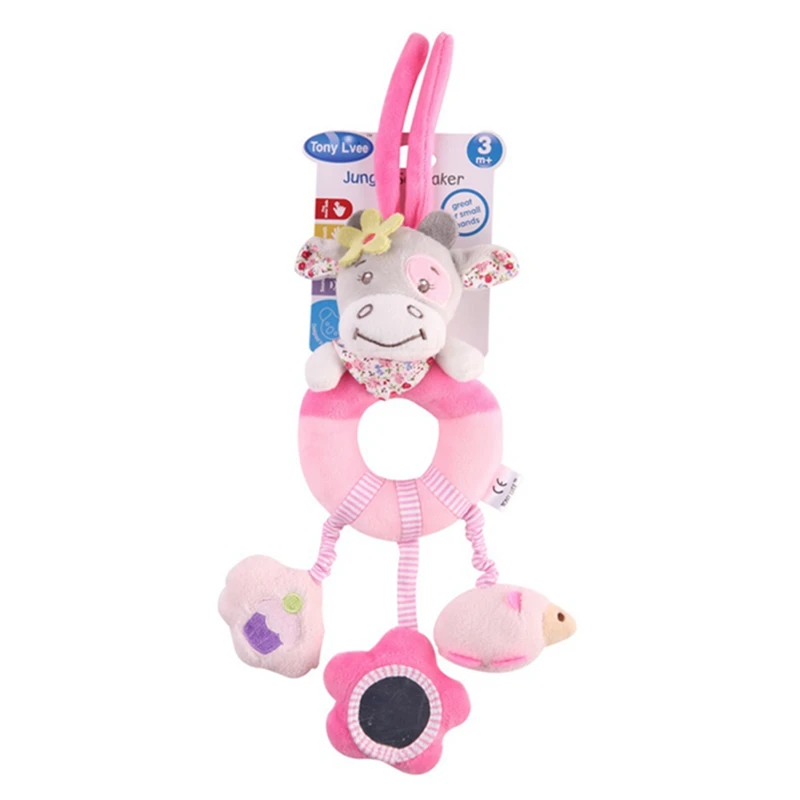 Детское подвесное кольцо с животным принтом погремушка для кроватки подвесная