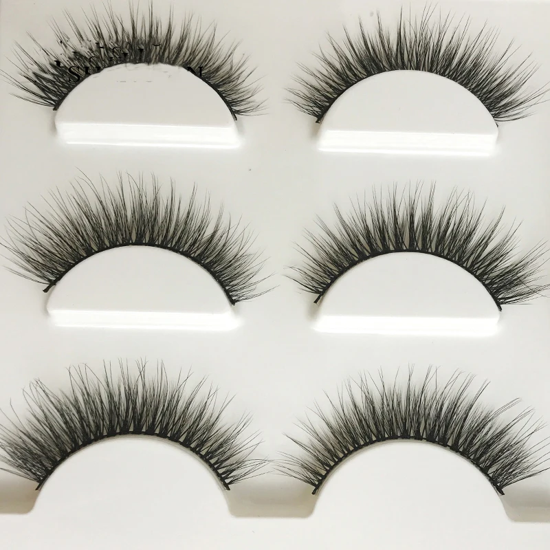 MOONBIFFY Fake Lashes Long Makeup 3D Mink Extension Eyelash Eyelashes For Beauty 3 Pairs Natural False | Красота и здоровье