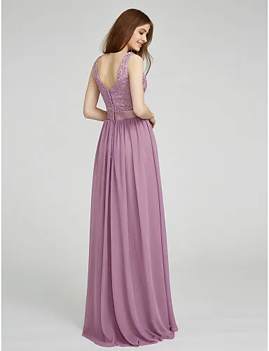 Robe de soriee 2017 Новый Дешевые Шифон Кружева Платье Невесты длиной До Пола Свадебные