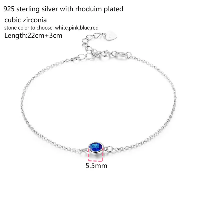 Женская цепочка из стерлингового серебра 925 пробы с круглым фианитом