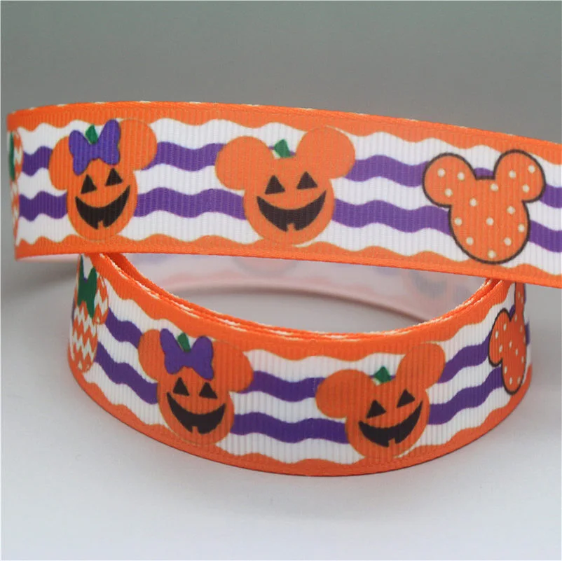 DHK 50 ярдов Хэллоуин Череп напечатанный grosgrain ленточный аксессуар hairbow головной убор украшения оптом OEM S1015